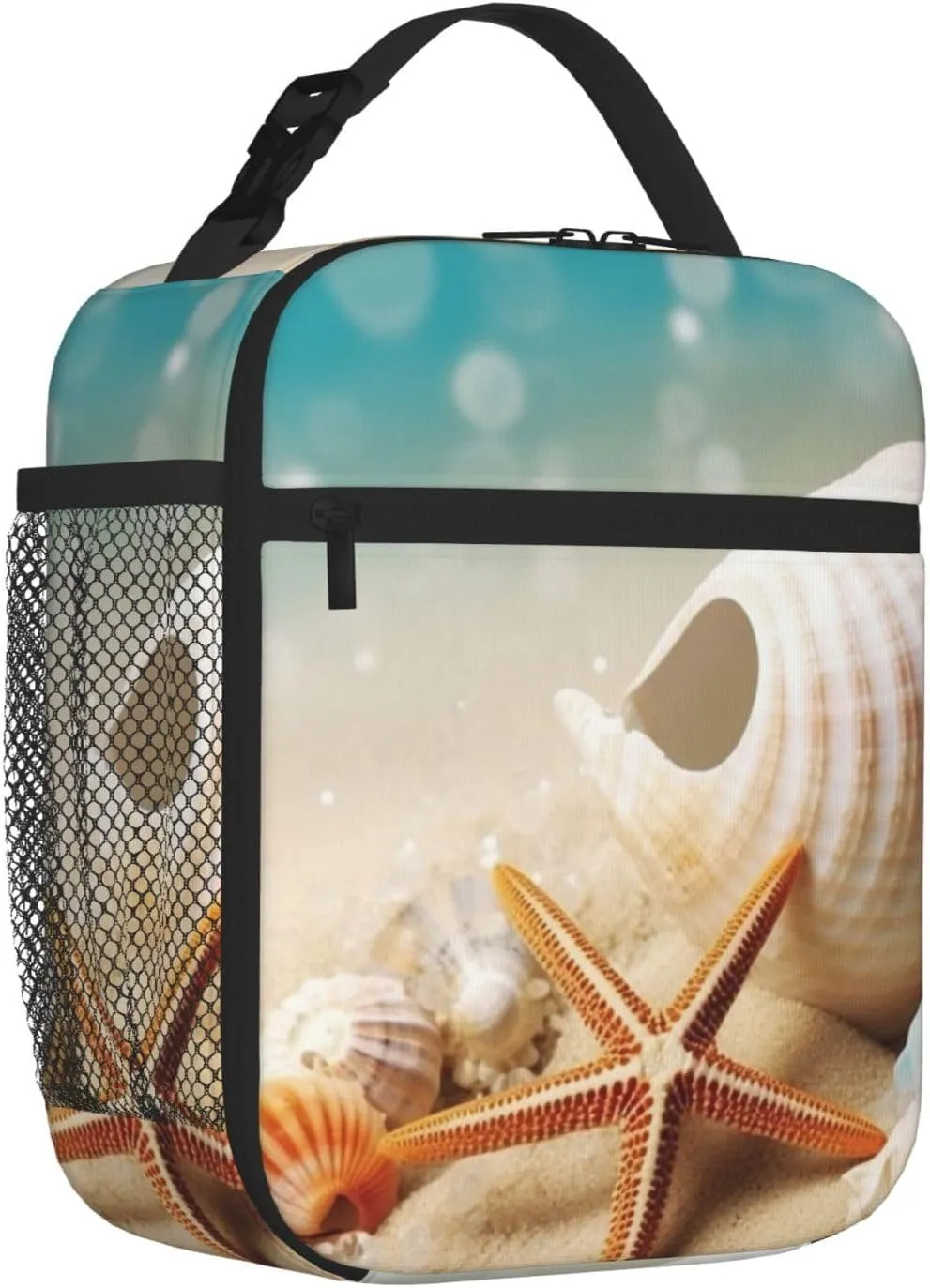Insulated Lunch Bag for Men Women Reusable Lunch Box Starfish and Seashell Lunchbox Leakproof Cooler Bags for Work Picnic