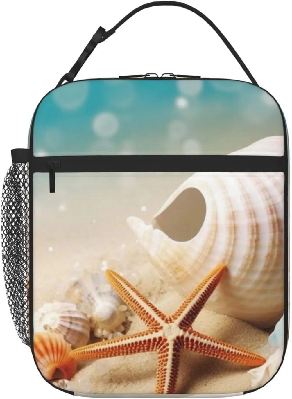 Insulated Lunch Bag for Men Women Reusable Lunch Box Starfish and Seashell Lunchbox Leakproof Cooler Bags for Work Picnic