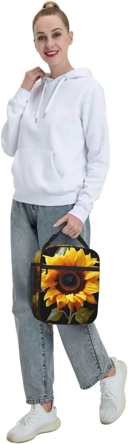 Insulated Lunch Bag for Men Women Reusable Lunch Box Sunflower Lunchbox Leakproof Cooler Bags for Work Picnic