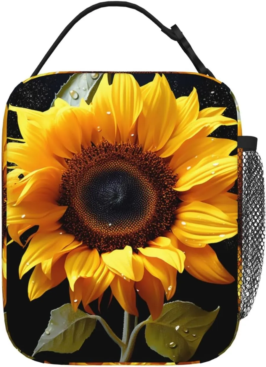 Insulated Lunch Bag for Men Women Reusable Lunch Box Sunflower Lunchbox Leakproof Cooler Bags for Work Picnic