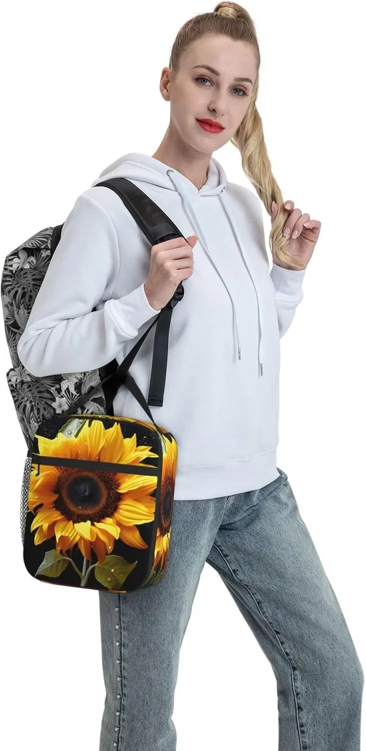 Insulated Lunch Bag for Men Women Reusable Lunch Box Sunflower Lunchbox Leakproof Cooler Bags for Work Picnic