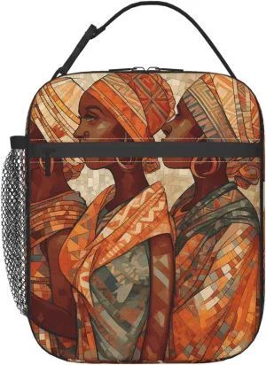 Insulated Lunch Bag Reusable Leakproof Lunch Box Large Capacity Lunch Cooler Totes Africa Ethnic Pottery Meal Bags For Women Men Work Office Picnic Travel