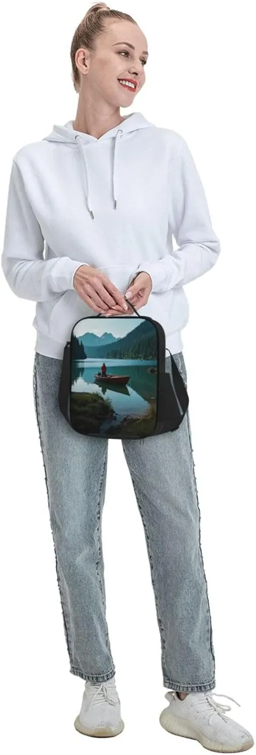 Insulated Lunch box for Men Women Reusable Lunch Bag Boat at Lake Shore Cooler Tote Bags for Work Picnic