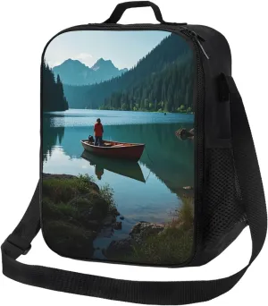 Insulated Lunch box for Men Women Reusable Lunch Bag Boat at Lake Shore Cooler Tote Bags for Work Picnic