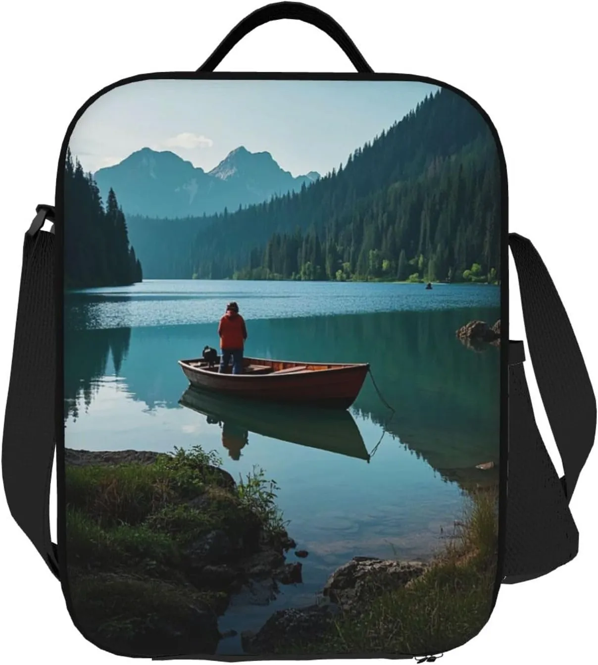 Insulated Lunch box for Men Women Reusable Lunch Bag Boat at Lake Shore Cooler Tote Bags for Work Picnic