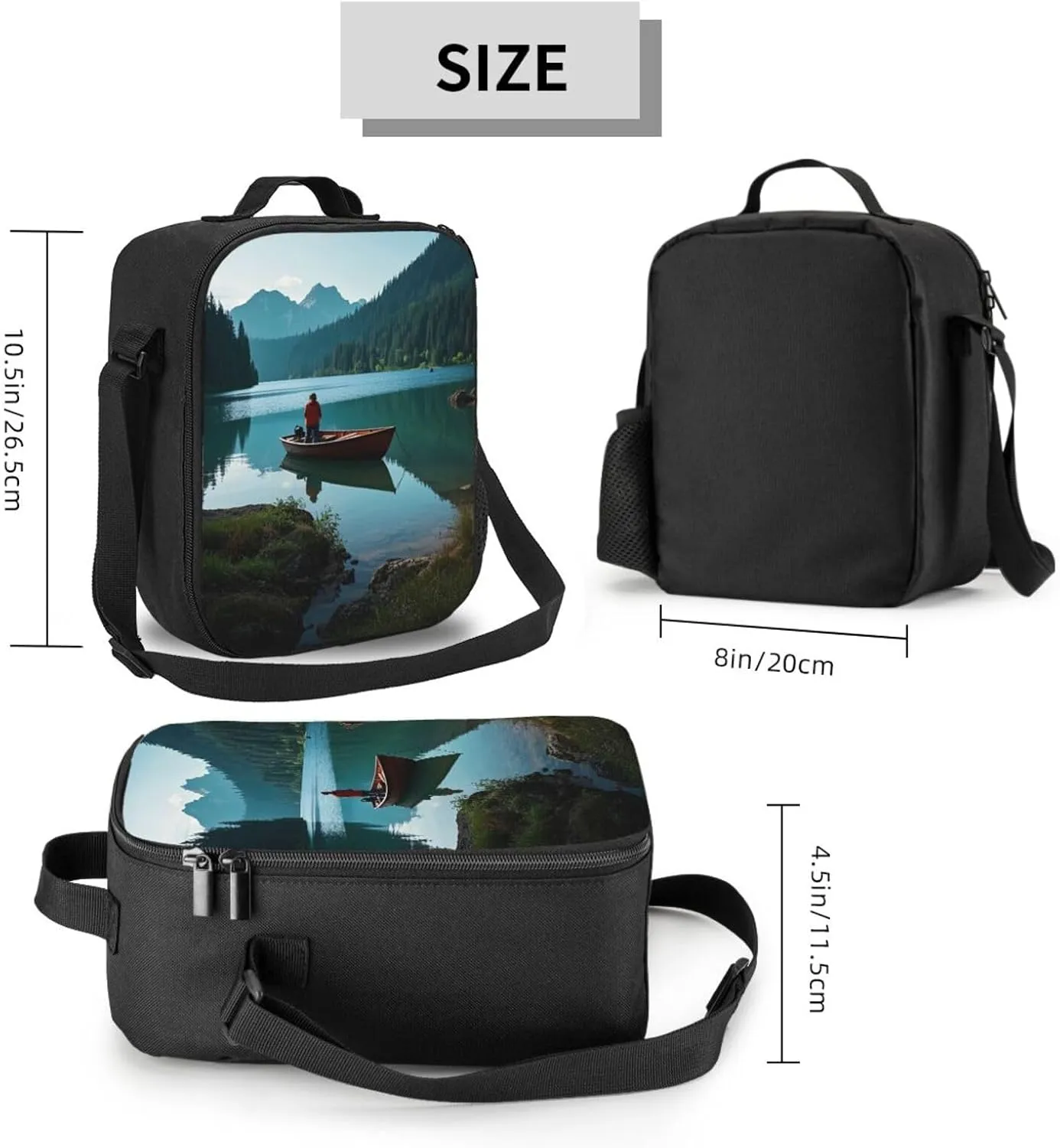 Insulated Lunch box for Men Women Reusable Lunch Bag Boat at Lake Shore Cooler Tote Bags for Work Picnic
