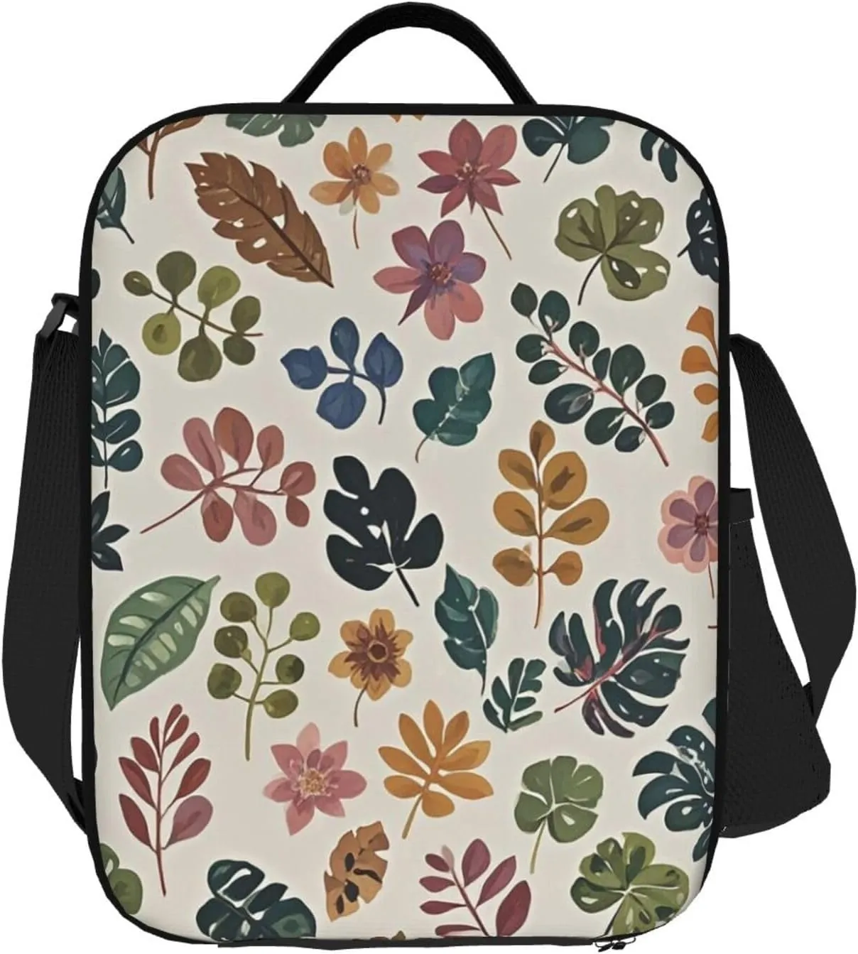 Insulated Lunch box for Men Women Reusable Lunch Bag Botanical Pattern Cooler Tote Bags for Work Picnic