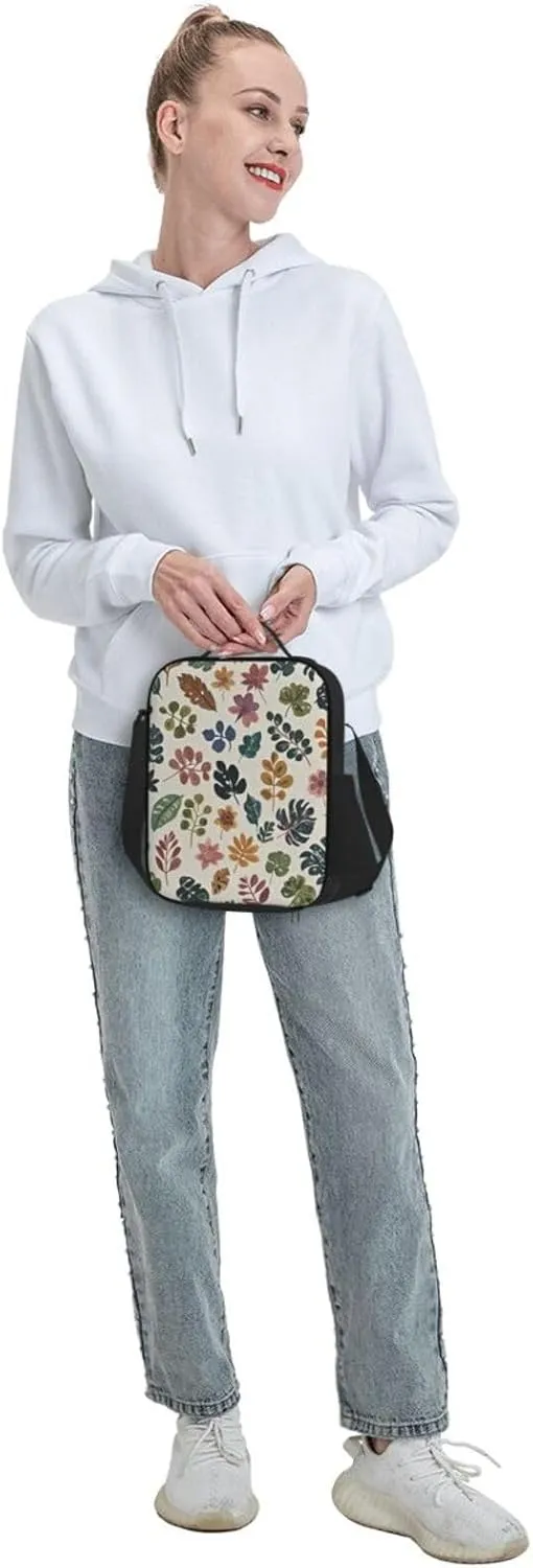 Insulated Lunch box for Men Women Reusable Lunch Bag Botanical Pattern Cooler Tote Bags for Work Picnic