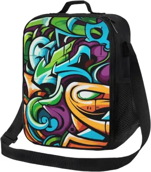Insulated Lunch box for Men Women Reusable Lunch Bag Graffiti Drawing Art Cooler Tote Bags for Work Picnic