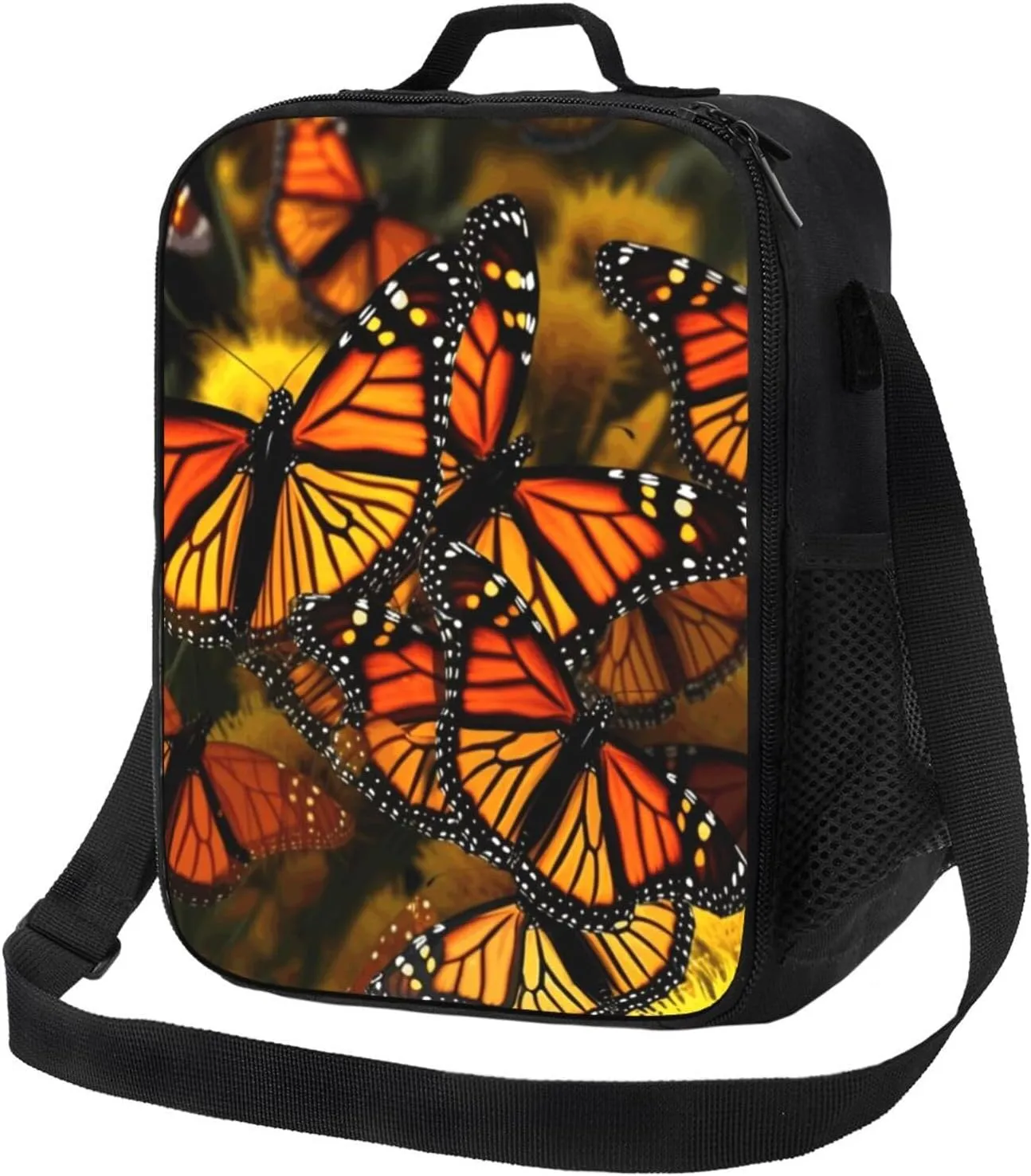 Insulated Lunch box for Men Women Reusable Lunch Bag Monarch Butterflies Cooler Tote Bags for Work Picnic