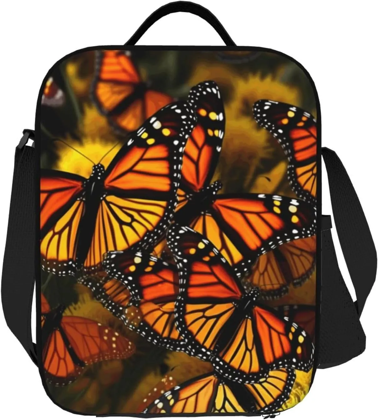 Insulated Lunch box for Men Women Reusable Lunch Bag Monarch Butterflies Cooler Tote Bags for Work Picnic