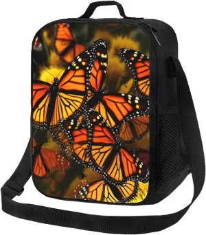 Insulated Lunch box for Men Women Reusable Lunch Bag Monarch Butterflies Cooler Tote Bags for Work Picnic
