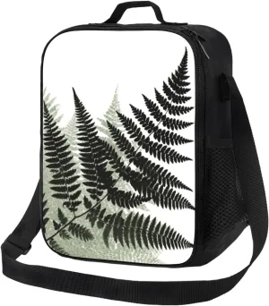 Insulated Lunch box for Men Women Reusable Lunch Bag natural plant silhouette fern leaf Cooler Tote Bags for Work Picnic