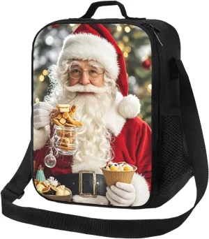 Insulated Lunch box for Men Women Reusable Lunch Bag Santa Claus eats snacks Cooler Tote Bags for Work Picnic