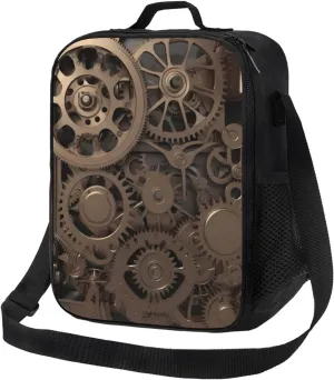 Insulated Lunch box for Men Women Reusable Lunch Bag Steampunk Mechanical Gears Cooler Tote Bags for Work Picnic