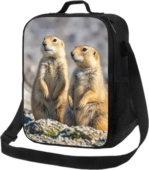 Insulated Lunch box for Men Women Reusable Lunch Bag Two Prairie Dogs Cooler Tote Bags for Work Picnic