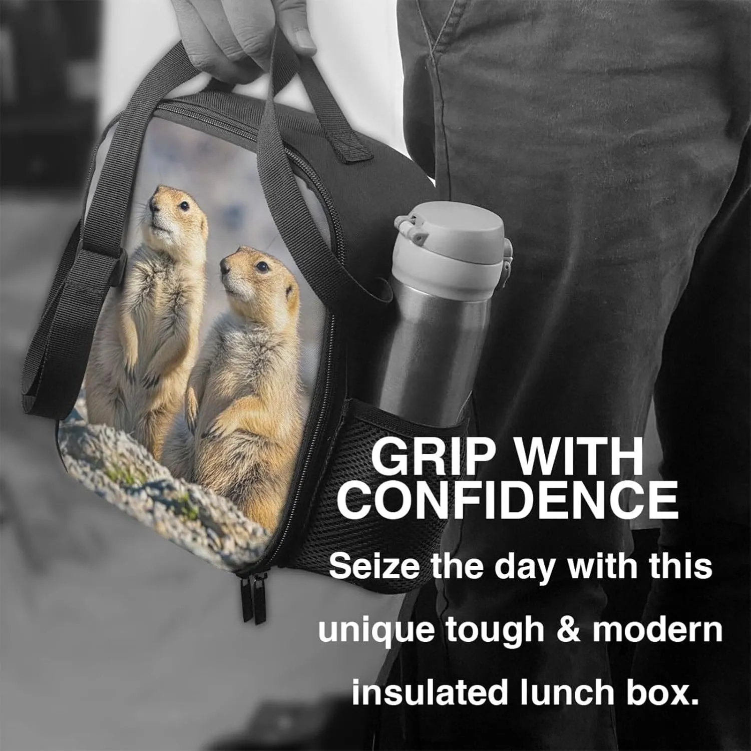 Insulated Lunch box for Men Women Reusable Lunch Bag Two Prairie Dogs Cooler Tote Bags for Work Picnic