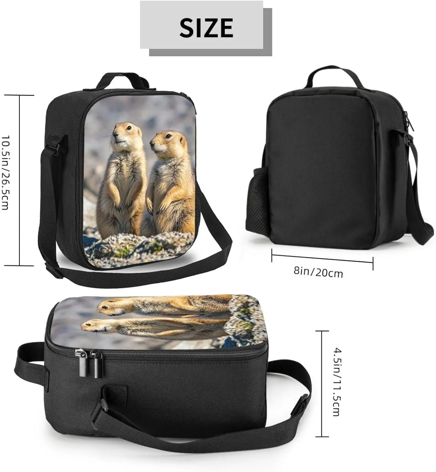 Insulated Lunch box for Men Women Reusable Lunch Bag Two Prairie Dogs Cooler Tote Bags for Work Picnic