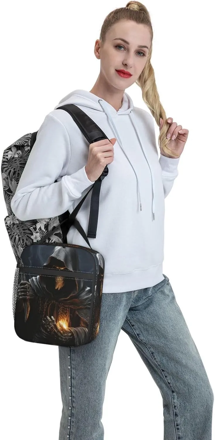 Insulated Lunchbox Reusable Cooler Bag Grim-Reaper Lunch Bag Portable Lunch Tote Bag for Work Picnic