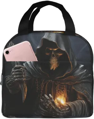 Insulated Lunchbox Reusable Cooler Bag Grim-Reaper Lunch Bag Portable Lunch Tote Bag for Work Picnic