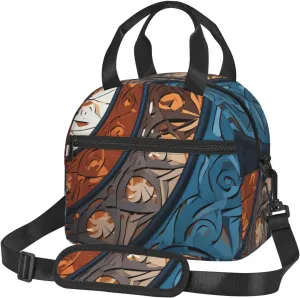 Insulated Lunchbox Reusable Cooler Bag Spiral and curve patterns Lunch Bag Portable Lunch Tote Bag for Work Picnic
