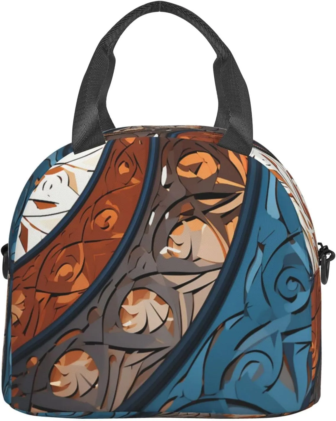 Insulated Lunchbox Reusable Cooler Bag Spiral and curve patterns Lunch Bag Portable Lunch Tote Bag for Work Picnic
