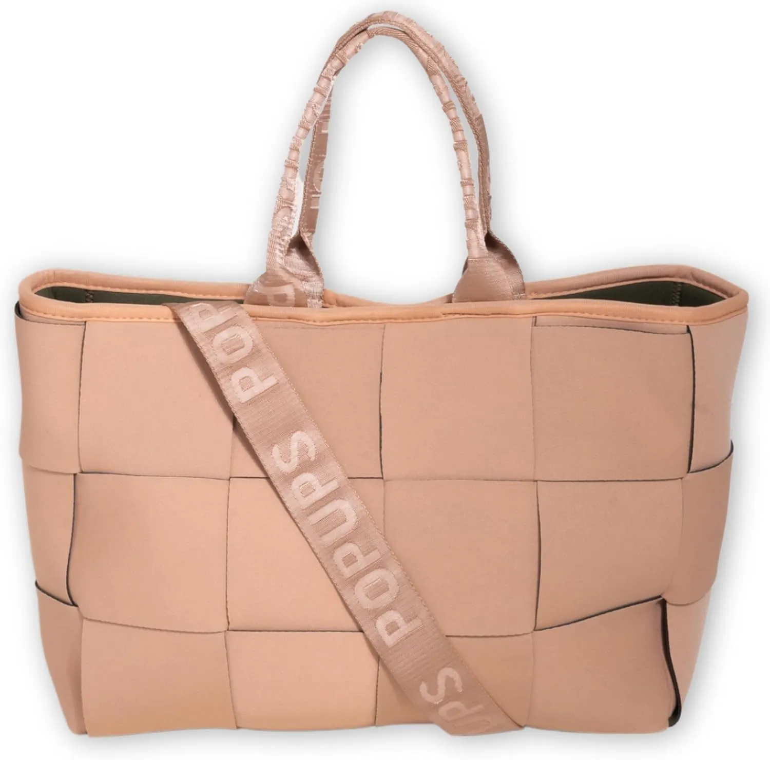 Interwoven Large Neoprene Foldable Tote Bag, Weekender Bag for Women - Travel Crossbody Purse