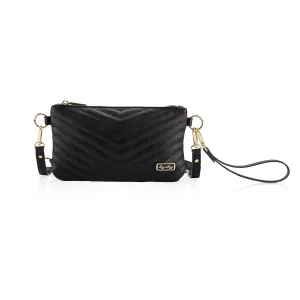 Itzy Ritzy Boss Pouch Wristlet, Crossbody Clutch & Belt Bag - Black Clutch Purse for Women - Includes Crossbody Strap & Wristlet Strap - Features 6 Card Slots & 2 Zippered Pockets (Jetsetter)