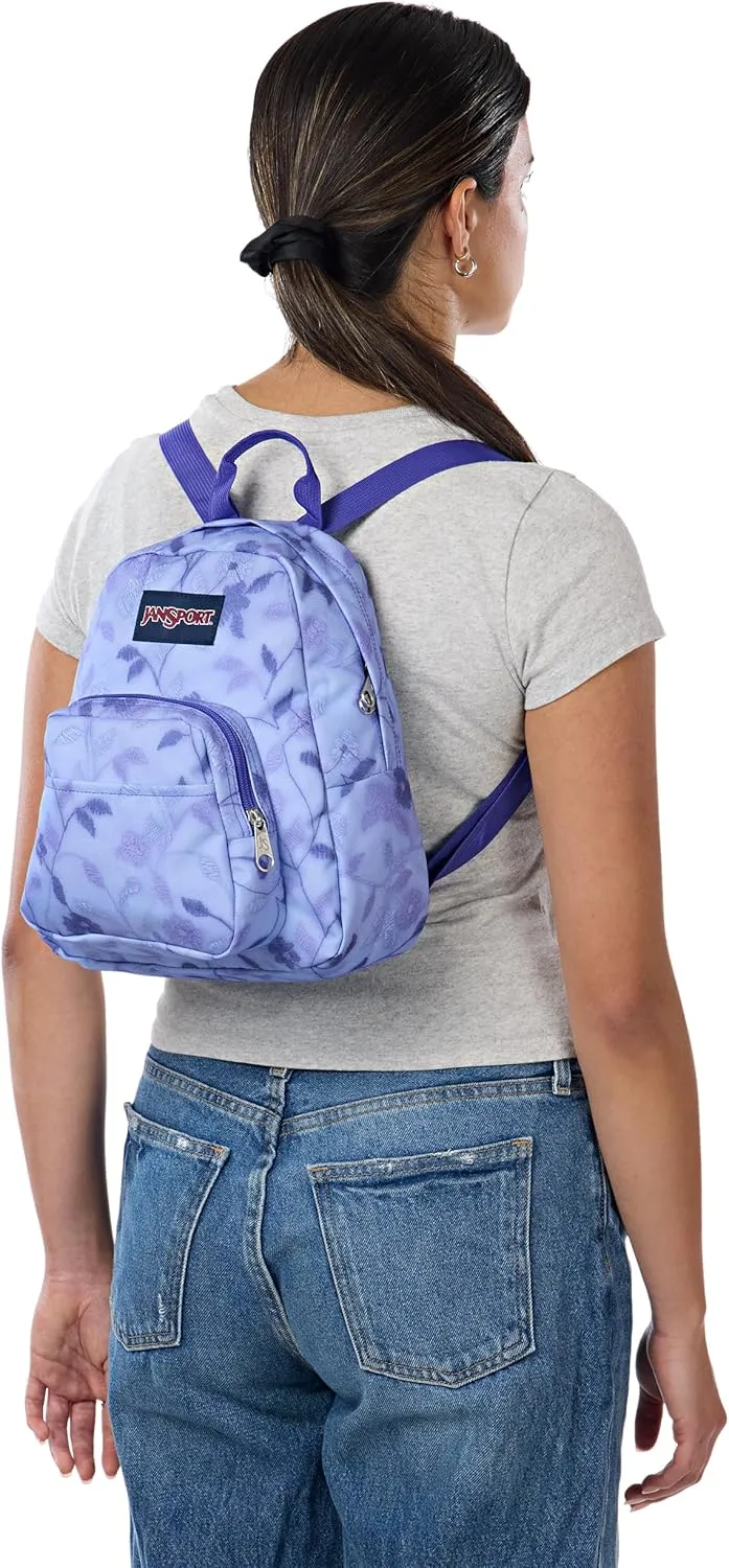 JanSport Half Pint Mini Backpack, 10.2 L - Durable Mini Bag Purse with Adjustable Shoulder Straps, Single Main Compartment, Zippered Stash Pocket, Lines & Vines
