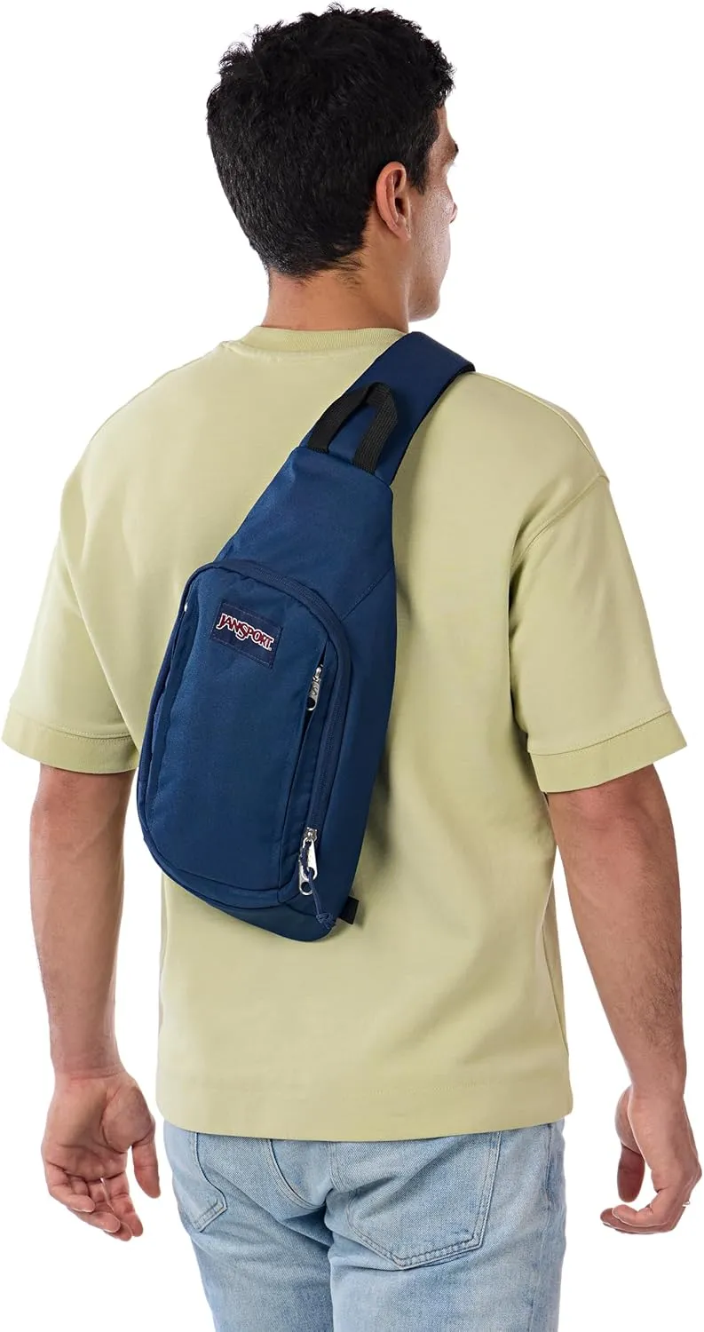 JanSport Move Sling Crossbody Bag – Main Compartment, Zippered Front Pockets, Adjustable Shoulder Strap, Fully Padded Back Panel, Navy