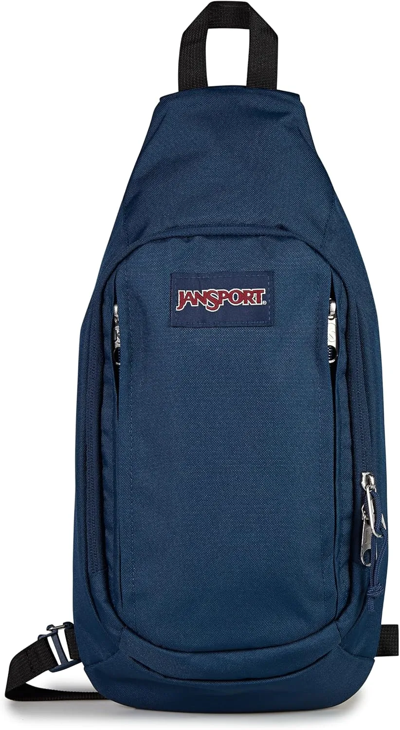 JanSport Move Sling Crossbody Bag – Main Compartment, Zippered Front Pockets, Adjustable Shoulder Strap, Fully Padded Back Panel, Navy