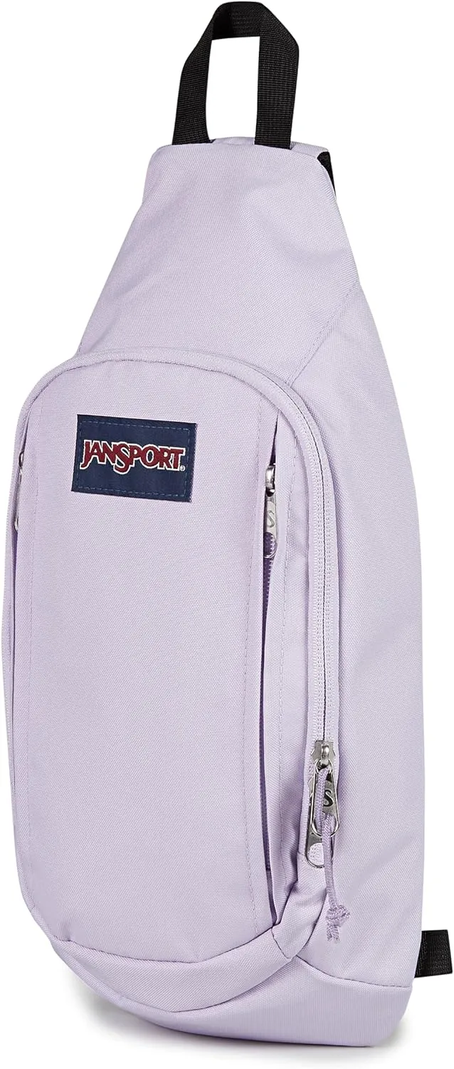 JanSport Move Sling Crossbody Bag – Main Compartment, Zippered Front Pockets, Adjustable Shoulder Strap, Fully Padded Back Panel, Pastel Lilac