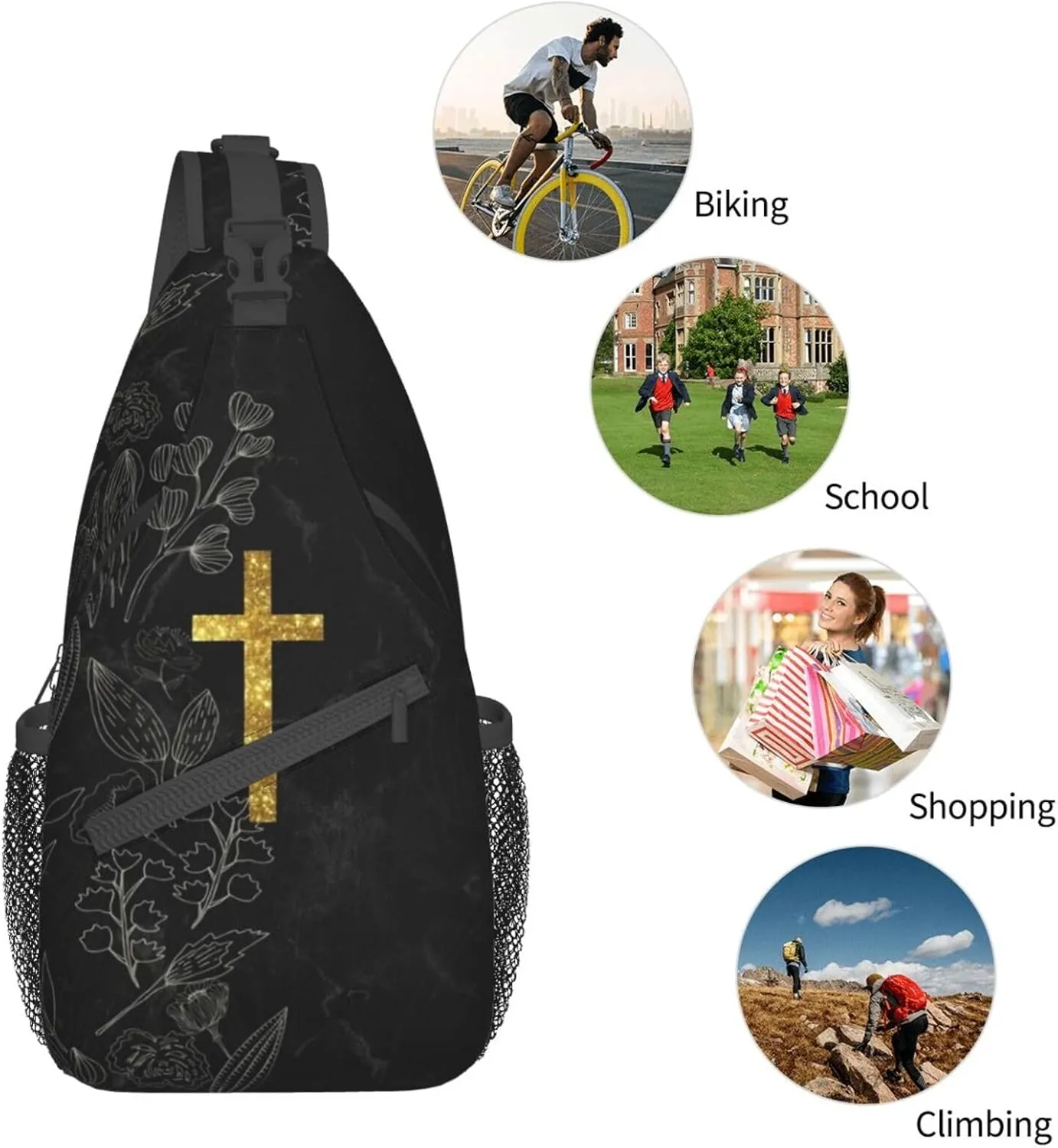Jesus Sling Bag,Casual Crossbody Backpack Shoulder Chest Bag for Women Men Travel Hiking Daypack