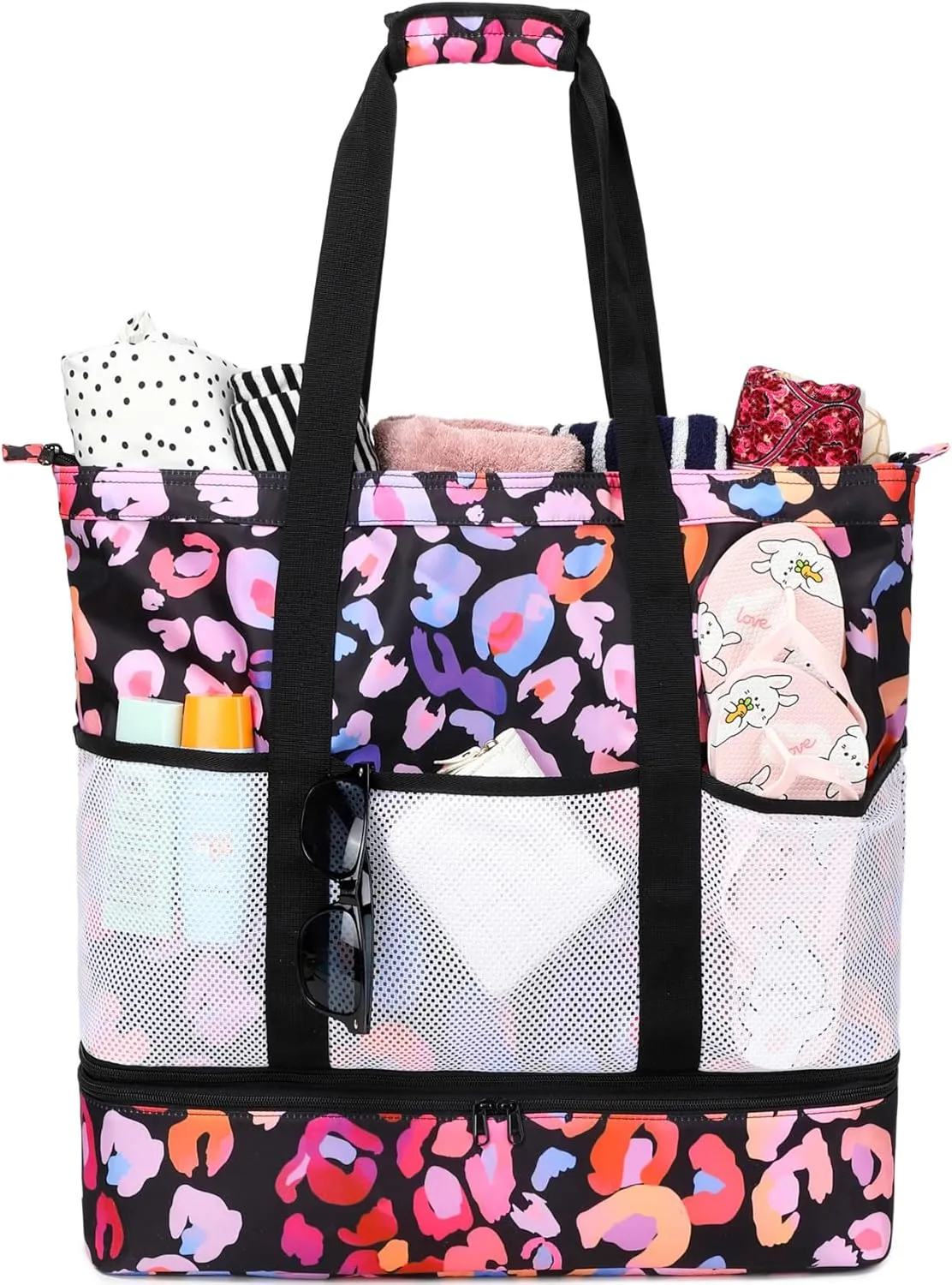 JIANYA Beach Bag Women Waterproof Sandproof Beach Tote Bags with Cooler Top Zipper Large Totes for Pool Travel Daily