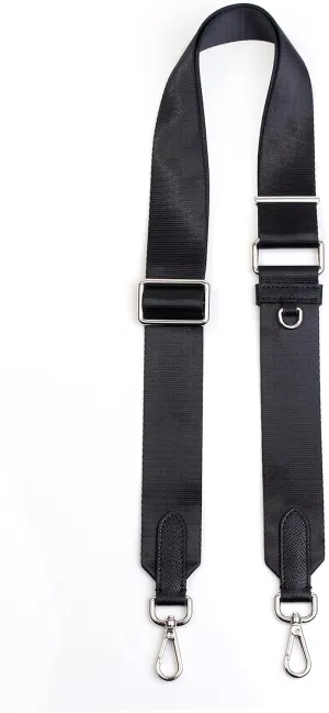 Jiesinlov Black Purse Straps Replacement Crossbody Shoulder for HOBO Handbag Adjustable(Black-Silver)