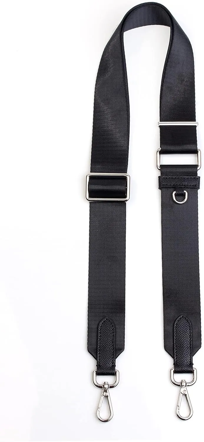 Jiesinlov Black Purse Straps Replacement Crossbody Shoulder for HOBO Handbag Adjustable(Black-Silver)