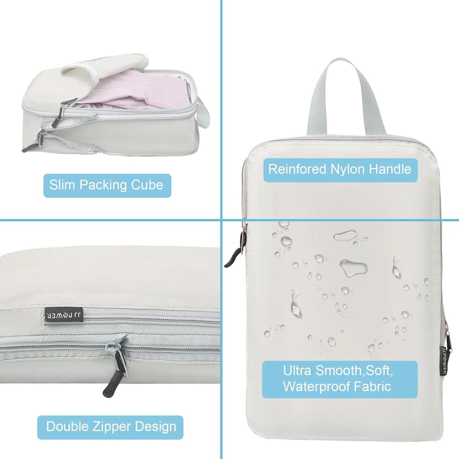 JJ Power 3 Set Lightweight Compression Packing Cubes for Suitcases, Travel Essentials Expandable Packing Cubes Organizer for Carry on Suitcases(Cream)