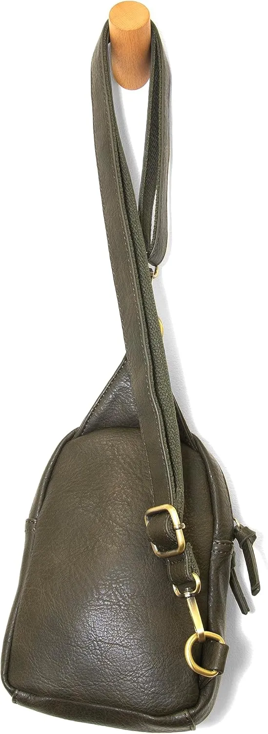 Joy Susan Skyler Sling Bag: Vegan Leather, Zippered Closure, Brass Plated Hardware