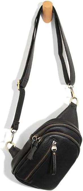 Joy Susan Skyler Sling Bag: Vegan Leather, Zippered Closure, Brass Plated Hardware