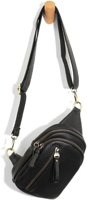 Joy Susan Skyler Sling Bag: Vegan Leather, Zippered Closure, Brass Plated Hardware