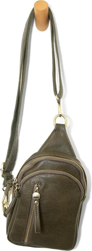 Joy Susan Skyler Sling Bag: Vegan Leather, Zippered Closure, Brass Plated Hardware