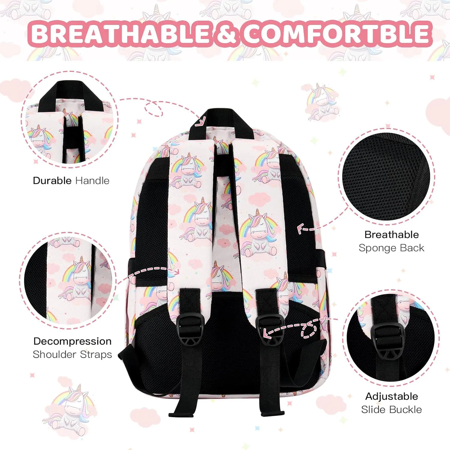 JOYHILL Kids Backpacks, Cute Lightweight Water Resistant Preschool Backpack, Adjustable Shoulder Straps for Boys Girls (Unicorn)