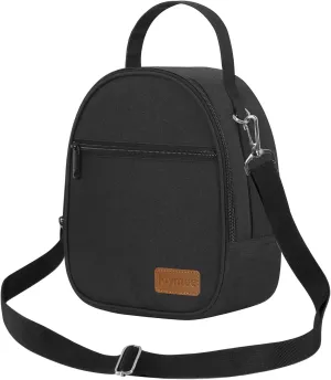 Joymee Crossbody Lunch Box Lunch Bag for Men Women Adult Portable Leakproof Reusable Insulated -Lunchbox Small Cooler with Shoulder Strap Side Pockets Front Pocket for Work Travel - Black