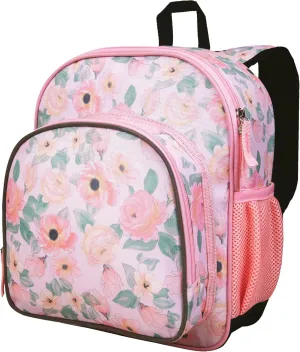 JumpOff Jo 12-Inch Backpack for Boys & Girls, Ideal for School & Travel with Padded Back, Mesh Pocket & Adjustable Straps (Floral Watercolor)