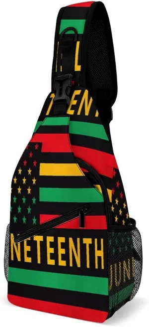 Juneteenth Flag Black Liberation Month Printed Crossbody Bags Casual Sling Backpack with Adjustable Strap for Women Men
