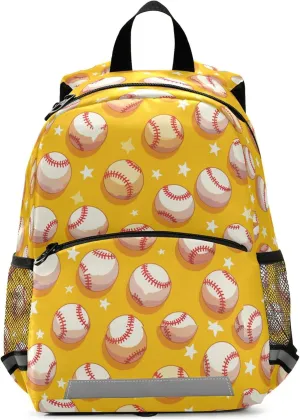JUNZAN Cartoon Baseballs Yellow Kids Travel Backpack Chest Strap Books Bag Elementary