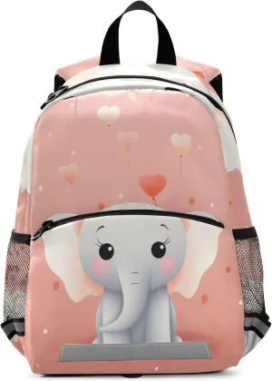 JUNZAN Love Balloon Cute Elephant Orange Kids Travel Backpack Bottle Pockets Bookbags Airplane