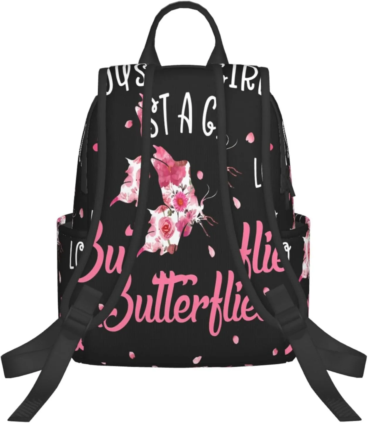 Just A Women Who Loves Butterflies Travel Laptop Backpack Casual Backpacks Double Shoulder Daypack Notebook Rucksack Work Bags Sports Bag for Gym Hiking Camping Beach