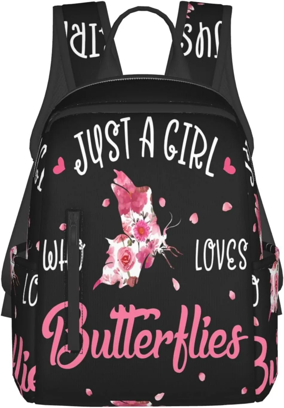 Just A Women Who Loves Butterflies Travel Laptop Backpack Casual Backpacks Double Shoulder Daypack Notebook Rucksack Work Bags Sports Bag for Gym Hiking Camping Beach