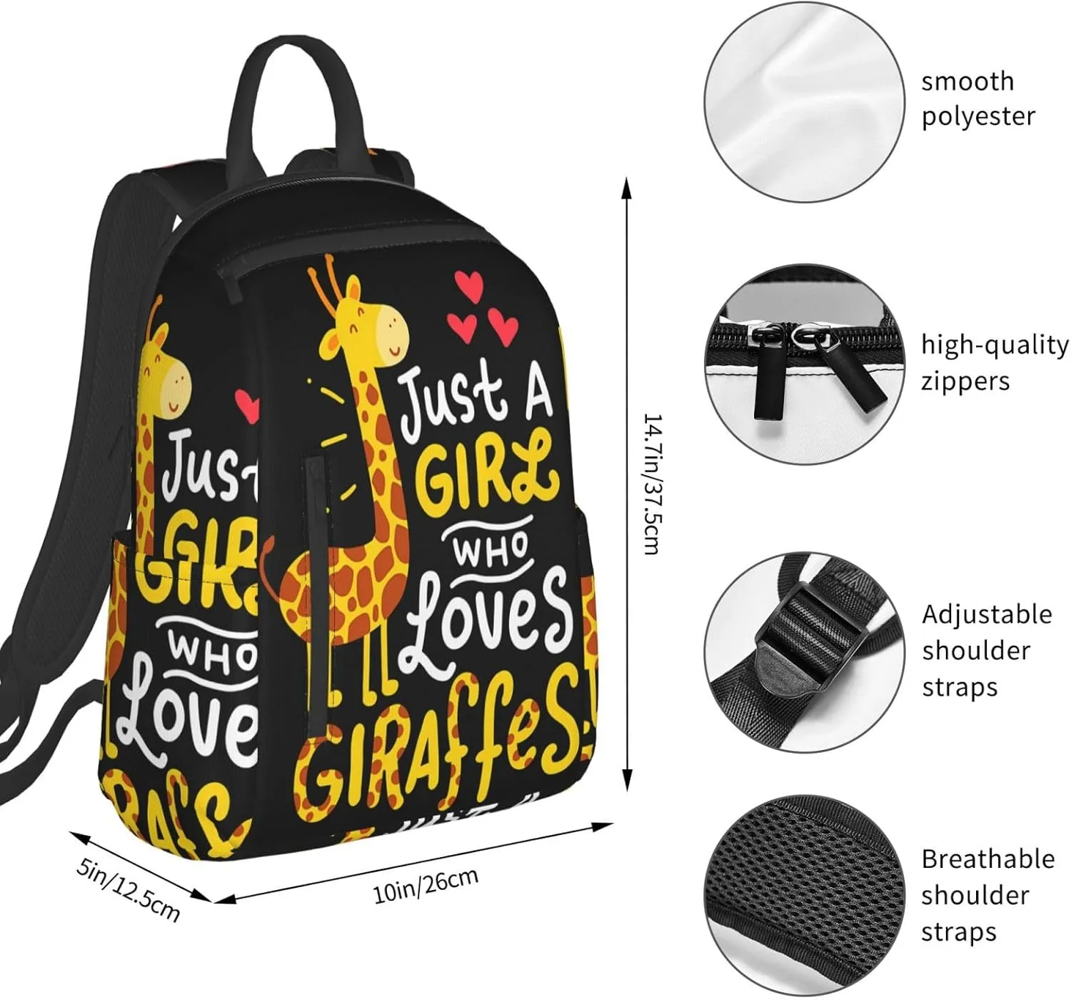 Just A Women Who Loves Giraffes Travel Laptop Backpack Casual Backpacks Double Shoulder Daypack Notebook Rucksack Work Bags Sports Bag for Gym Hiking Camping Beach
